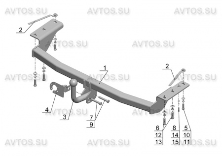 Фаркоп TY 30 для TOYOTA Corolla (E 12) 2002-2007, Автос, нагрузка 1250/75 кг. С подрезкой бампера от магазина ФаркопРос